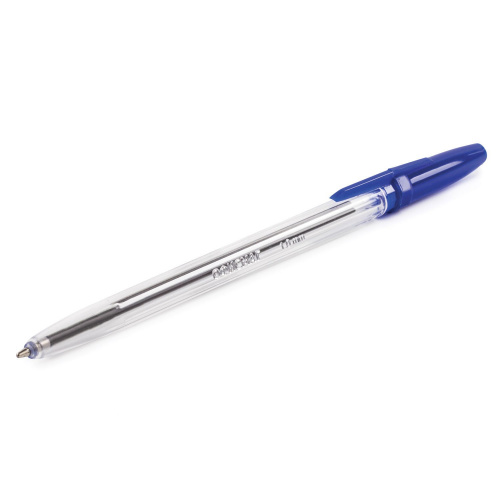 Ручка шариковая ОФИСМАГ "Line", корпус прозрачный, линия письма 0,5 мм, синяя фото 6