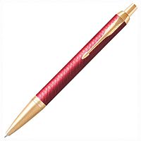 Ручка шариковая PARKER "IM Premium Red GT", корпус красный лак, позолоченные детали, синяя