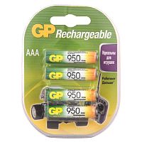 Батарейки аккумуляторные GP, AAA, Ni-Mh, 950 mAh, 4 шт., блистер