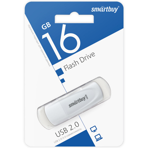 Флеш-диск 16GB SMARTBUY Scout USB 2.0, белый, SB016GB2SCW фото 4