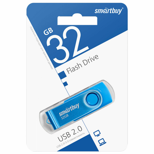 Флеш-диск 32 GB SMARTBUY Twist USB 2.0, синий, SB032GB2TWB фото 3