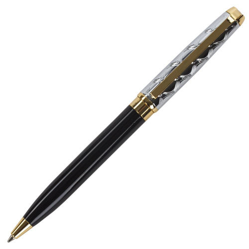 Ручка подарочная шариковая GALANT "Consul", корпус черный с серебристым, синяя фото 7