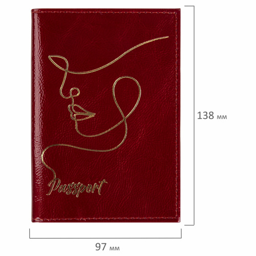 Обложка для паспорта натуральная кожа "наплак", тиснение золотом "Impression", красная, BRAUBERG фото 7