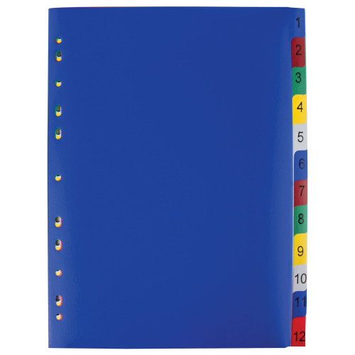 Разделитель пластиковый ОФИСМАГ, А4, 12 листов, цифровой 1-12, оглавление, цветной фото 3