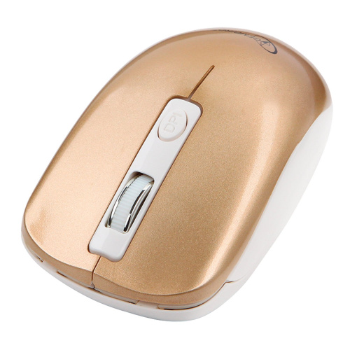 Мышь беспроводная бесшумная GEMBIRD MUSW-400-G, 3 кнопки, 1 колесо-кнопка, оптическая, бело-золотая фото 3