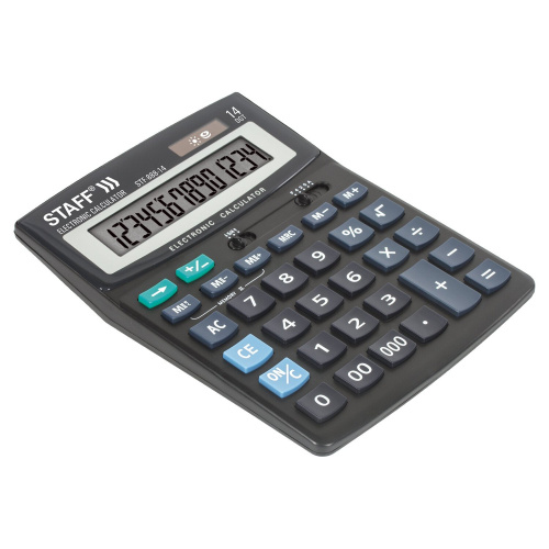 Калькулятор настольный STAFF STF-888-14, 200х150 мм, 14 разрядов, двойное питание фото 9