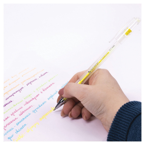 Ручки гелевые BRAUBERG "Jet", 6 цветов, неоновые, узел 0,7 мм, линия письма 0,5 мм фото 4