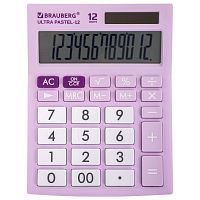 Калькулятор настольный BRAUBERG, 192x143 мм, 12 разрядов, двойное питание, сиреневый