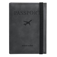 Обложка для паспорта с карманами и резинкой BRAUBERG "PASSPORT", мягкая экокожа, серая