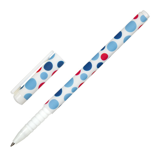 Ручка шариковая BRAUBERG SOFT TOUCH GRIP "DOTS", мягкое покрытие, ассорти, узел 0,7 мм, синяя фото 4