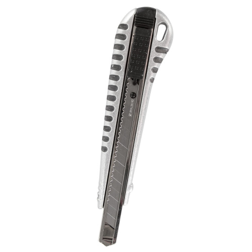 Нож универсальный BRAUBERG "Metallic", 9 мм, металлический корпус, автофиксатор, блистер фото 10