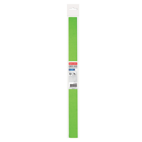 Бумага гофрированная (креповая) BRAUBERG, 32 г/м2, светло-зеленая, 50х250 см, в рулоне фото 2