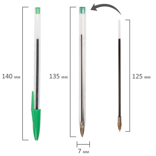 Ручка шариковая STAFF Basic Budget BP-02, длина корпуса 13,5 см, линия письма 0,5 мм, зеленая фото 3