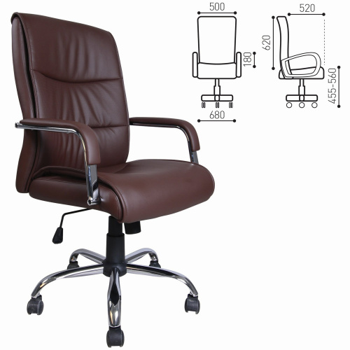 Кресло офисное BRABIX "Space EX-508", экокожа, хром, коричневое фото 8