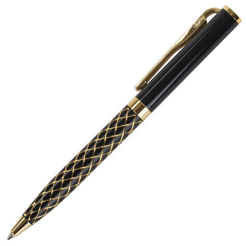 Ручка подарочная шариковая GALANT "Klondike", корпус черный с золотистым, синяя фото 9
