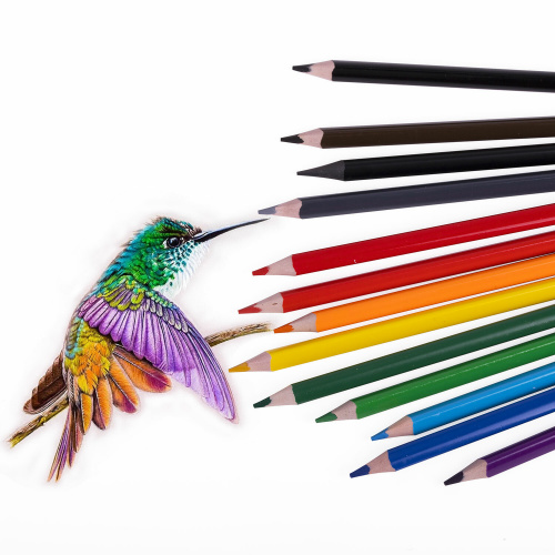 Карандаши цветные пластиковые, BRAUBERG PREMIUM 12 цветов + 1 чернографитный карандаш, трехгранный корпус, грифель 3 мм, 181936 фото 2