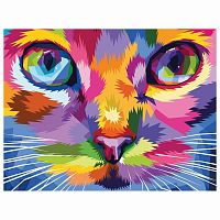 Картина по номерам ОСТРОВ СОКРОВИЩ "Радужный кот", 40х50 см, на подрамнике, акрил, кисти