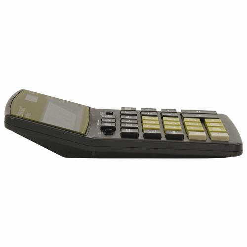 Калькулятор настольный BRAUBERG, 206x155 мм, 12 разрядов, двойное питание, черно-оливковый фото 5