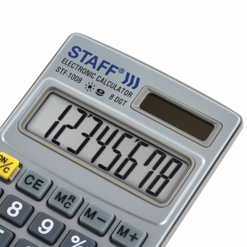 Калькулятор карманный металлический STAFF STF-1008, 103х62 мм, 8 разрядов, двойное питание фото 6