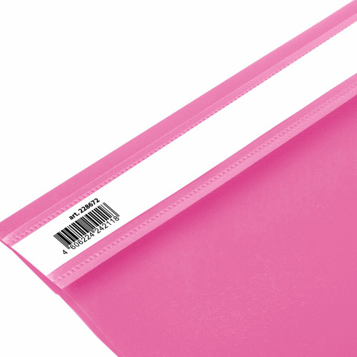 Скоросшиватель пластиковый BRAUBERG, А4, 130/180 мкм, розовый фото 9