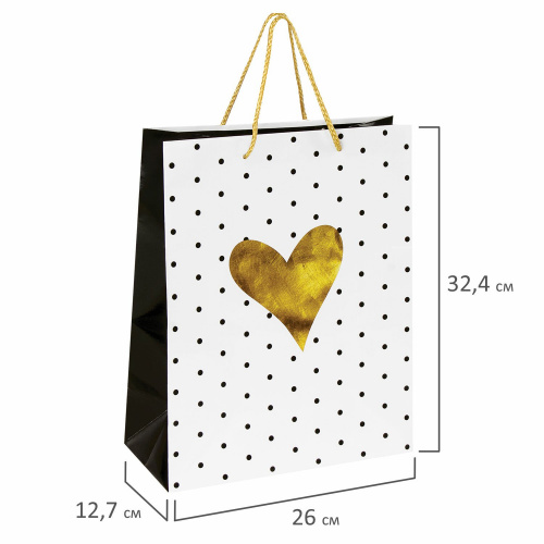 Пакет подарочный ЗОЛОТАЯ СКАЗКА "Золотое сердце", 26x12,7x32,4 см, ламинированный фото 3