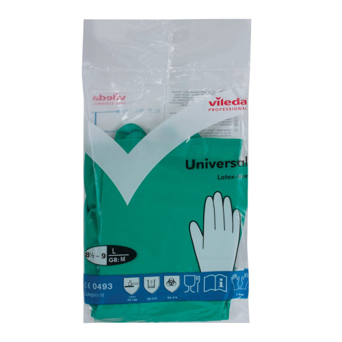 Перчатки хозяйственные нитриловые VILEDA, универсальные, антиаллергенные, размер L, зеленые фото 4