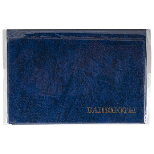 Альбом нумизмата STAFF, для 24 купюр, 125х185 мм, ПВХ, синий фото 4