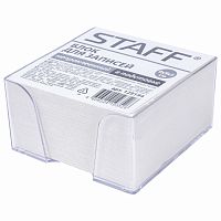 Блок для записей STAFF, в подставке прозрачной, куб 9х9х5 см, белизна 70-80%, белый