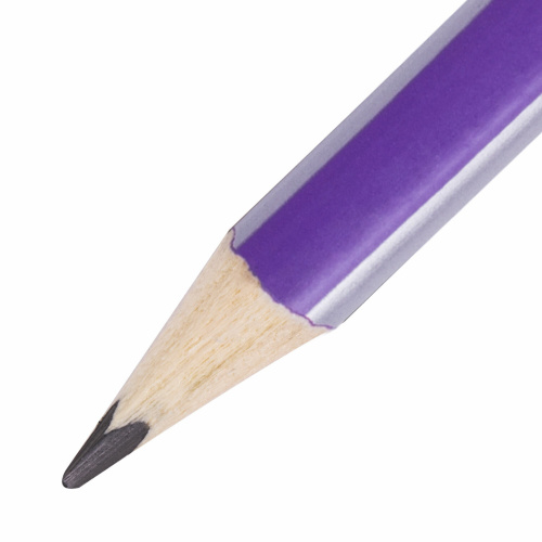Карандаш чернографитный BRAUBERG "Lines", HB, трехгранный, с резинкой, фиолетовый/серебристый фото 8