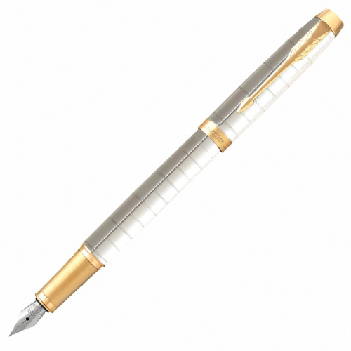 Ручка перьевая PARKER "IM Premium Pearl GT", корпус жемчужный лак, позолоченные детали, синяя