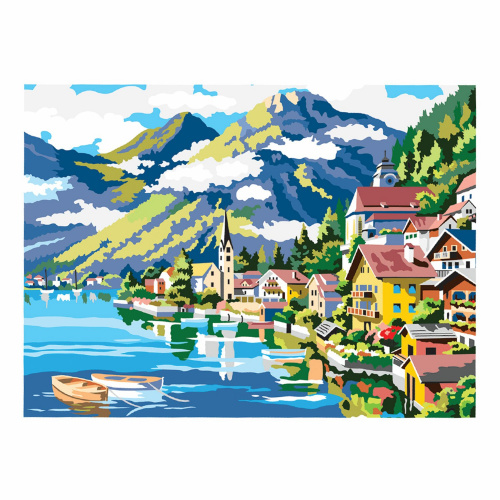 Картина по номерам ОСТРОВ СОКРОВИЩ "Прибрежный городок", А3, 2 кисти, акриловые краски, картон фото 6
