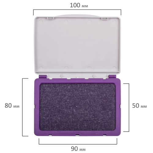 Штемпельная подушка BRAUBERG, 100х80 мм, рабочая поверхность 90х50 мм, фиолетовая краска фото 6