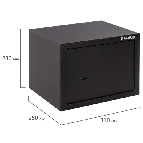Сейф мебельный BRABIX "SF-230KL", 230х310х250 мм, ключевой замок, черный фото 7