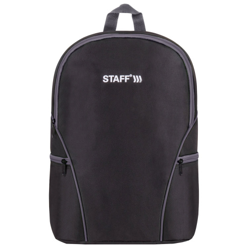 Рюкзак STAFF TRIP, 40x27x15,5 см, универсальный, 2 кармана, черный с серыми деталями фото 2