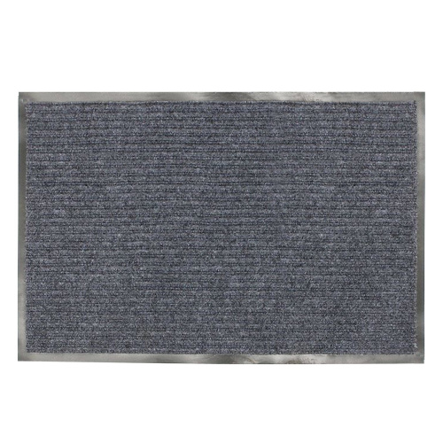 Коврик входной ворсовый влаго-грязезащитный LAIMA, 120х150 см, ребристый, толщина 7 мм, серый фото 2