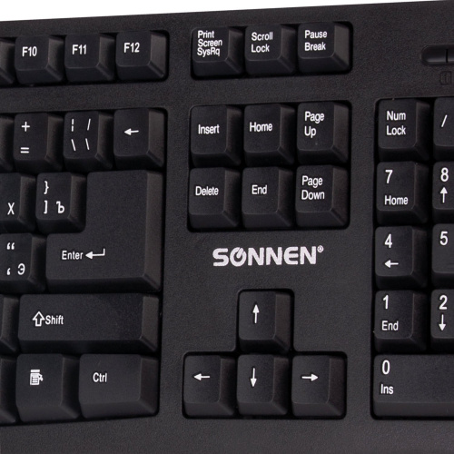 Клавиатура проводная SONNEN KB-330,USB, 104 клавиши, классический дизайн, черная фото 7