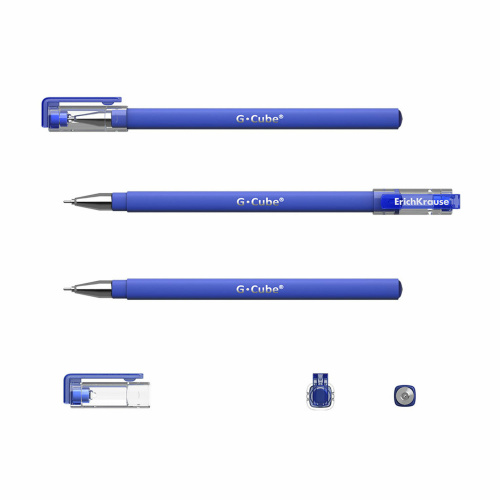 Ручка гелевая ERICH KRAUSE "G-cube", синяя, корпус прозрачный, игольчатый узел 0,5 мм, линия 0,4 мм фото 4