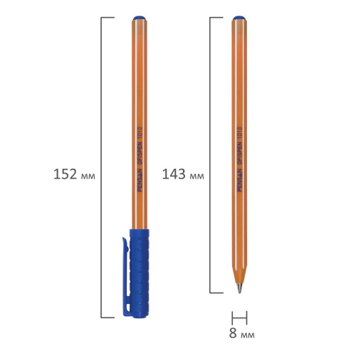 Ручка шариковая масляная PENSAN Officepen 1010, СИНЯЯ, корпус оранжевый, 1 мм, линия 0,8 мм фото 7