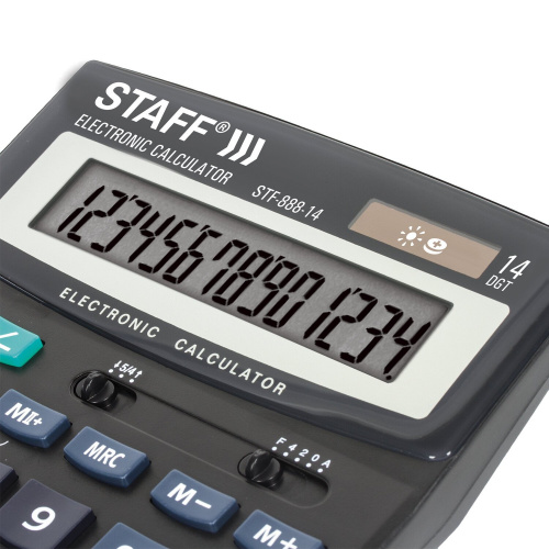 Калькулятор настольный STAFF STF-888-14, 200х150 мм, 14 разрядов, двойное питание фото 5