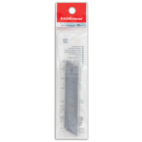Лезвия для ножей ERICH KRAUSE, 18 мм, 10 шт., толщина лезвия 0,5 мм, в пластиковом пенале фото 2