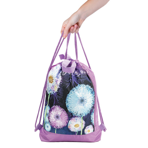 Мешок для обуви ЮНЛАНДИЯ "Flowers", 46х36 см, с ручками, боковой карман на молнии фото 4