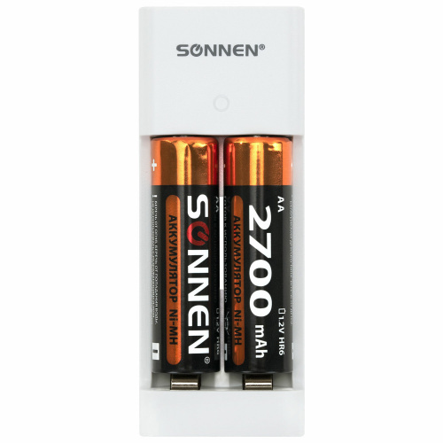 Батарейки аккумуляторные с зарядным устройством пальчиковые/мизинчиковые 4 шт., AA+AAA 2700 / 1000 mAh, SONNEN, 455005 фото 4