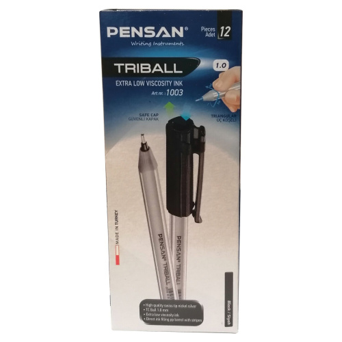 Ручка шариковая масляная PENSAN "Triball", трехгранная, линия письма 0,5 мм, черная фото 3