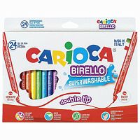 Фломастеры двухсторонние CARIOCA "Birello", 24 цвета, суперсмываемые