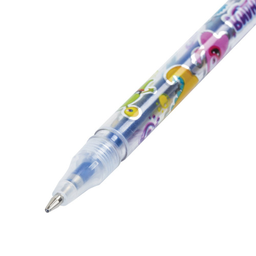 Ручки гелевые ЮНЛАНДИЯ, 6 цветов, металлик, с печатью, линия письма 0,5 мм фото 4