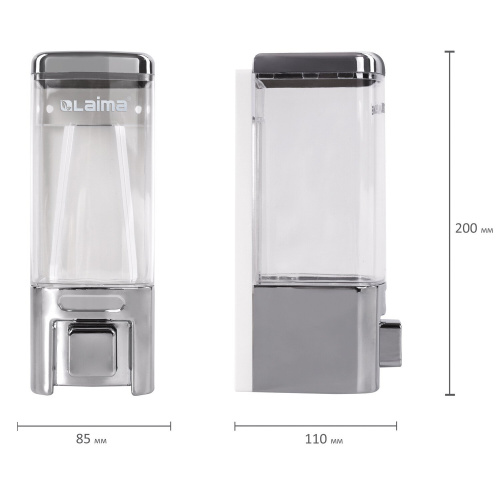 Диспенсер для жидкого мыла LAIMA, 0,48 л, хром, ABS-пластик, наливной фото 8