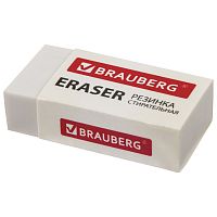 Ластик BRAUBERG "Simple", 38х20х10 мм, белый, прямоугольный, картонный держатель