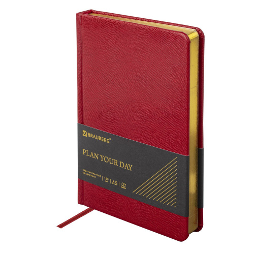 Ежедневник недатированный BRAUBERG, А5, 138х213 мм, под кожу, 160 л., бордовый фото 2
