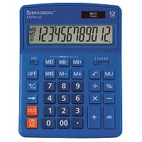Калькулятор настольный BRAUBERG, 206x155 мм, 12 разрядов, двойное питание, синий