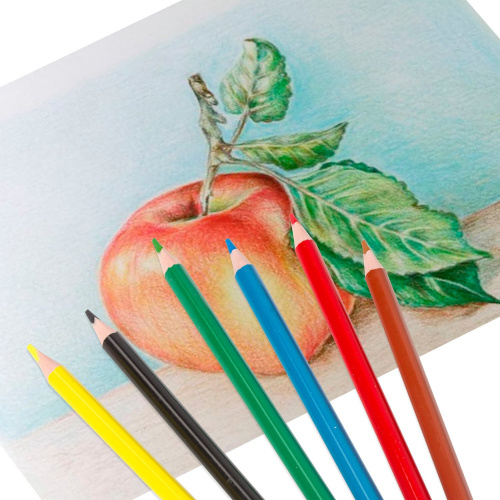 Карандаши цветные пластиковые BRAUBERG PREMIUM, 6 цветов, трехгранные, грифель мягкий 3 мм фото 3
